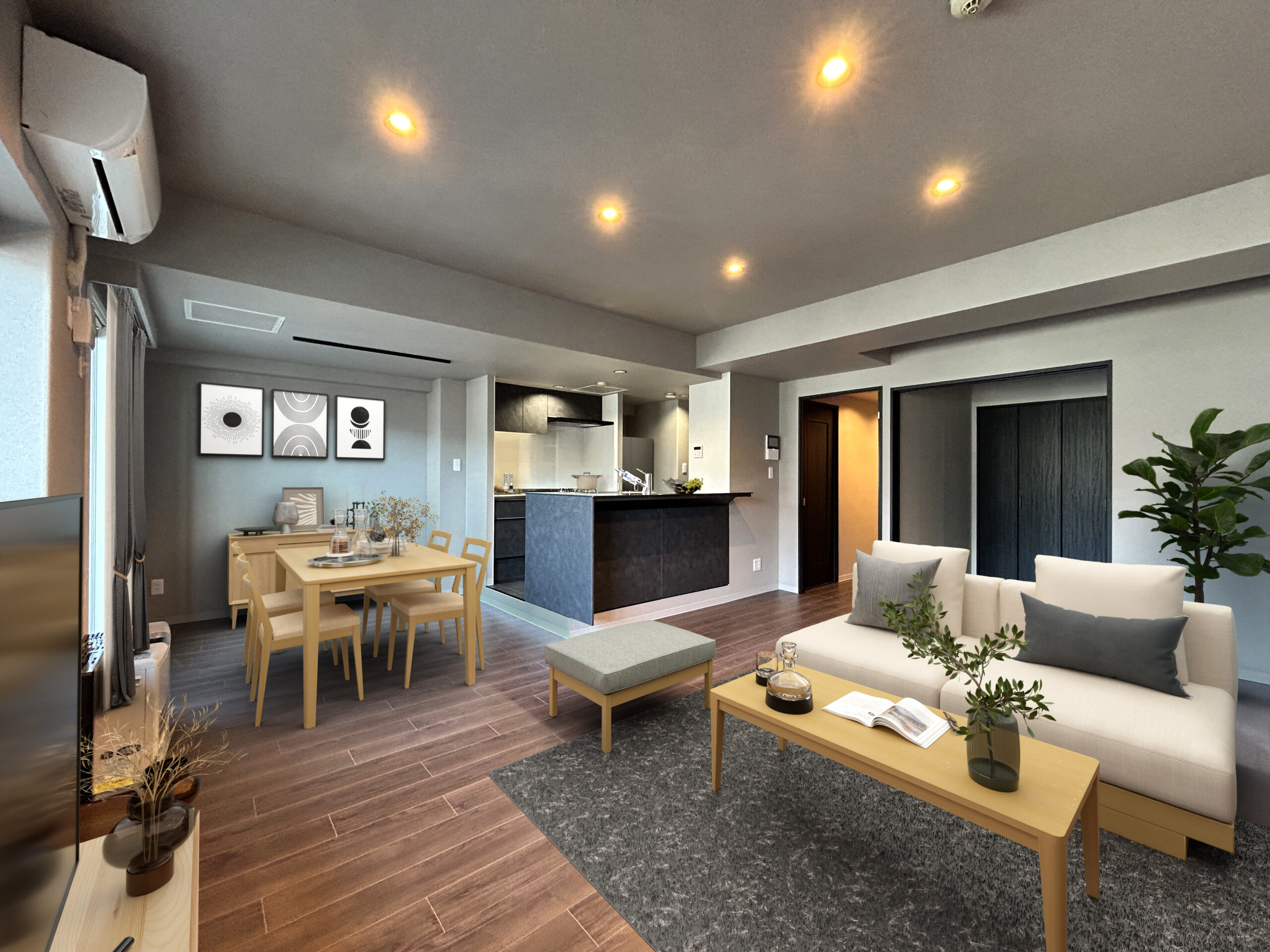 「ナチュラル × ブラック × モダン」